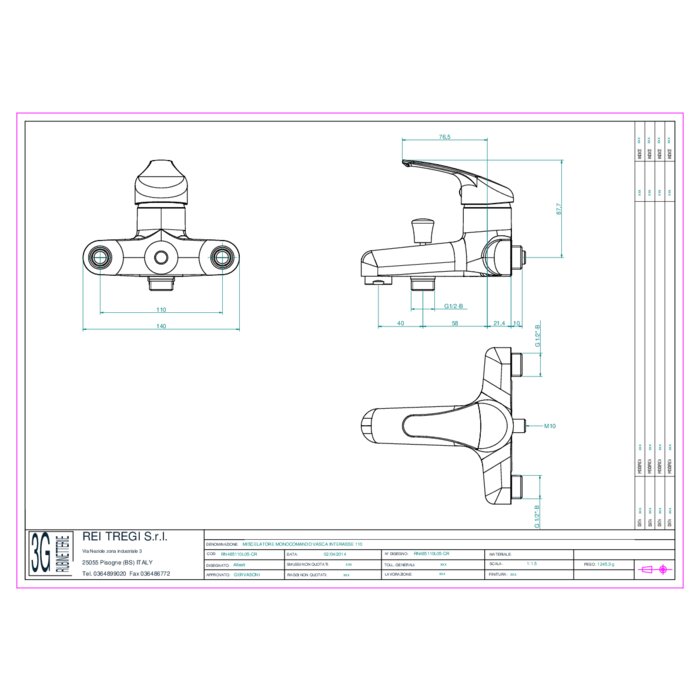 Mitigeur bain douche - Entraxes 110 mm-1