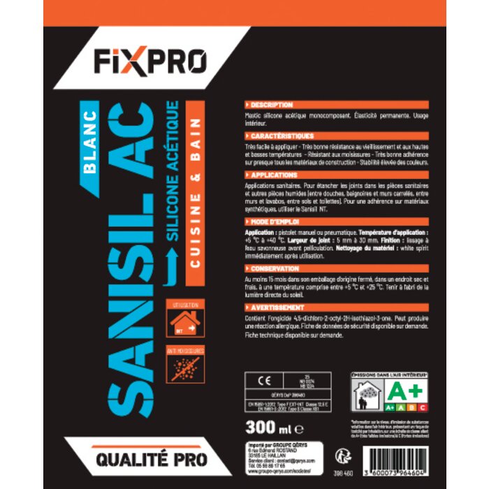 Mastic silicone - FIXPRO - Sanisil AC -4