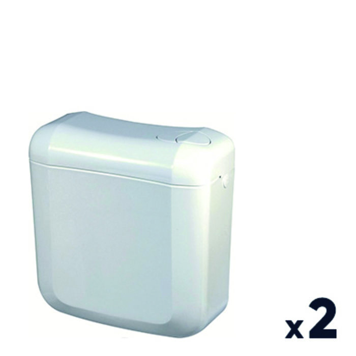 Réservoir WC universel attenant - Sider - Double débit - Lot de 2 