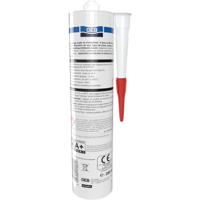 Colle-mastic - GEB - Multi-supports - Blanc - 280 ml-2