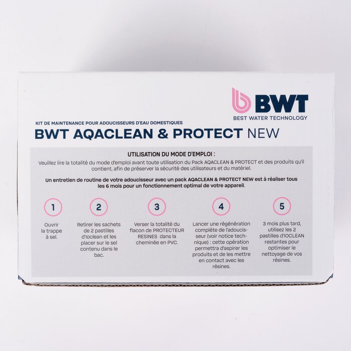 Pack entretien adoucisseur – BWT – AQACLEAN AND PROTECT NEW – Nettoyage et protection des résines-6