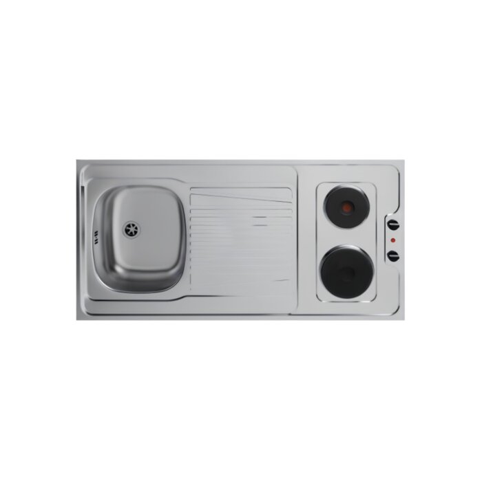 Evier de cuisinette - NORD INOX - 1200x600 mm - Une cuve - Avec plaque de cuisson -1