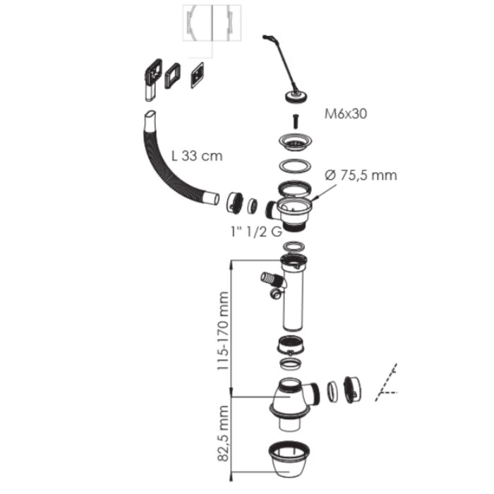 Vidage Complet Evier - NORD INOX - A chaînette-1