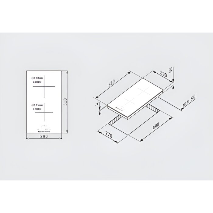 Plaque Vitrocéramique Sensitives - NORD INOX - Frionor - 2 foyers-1
