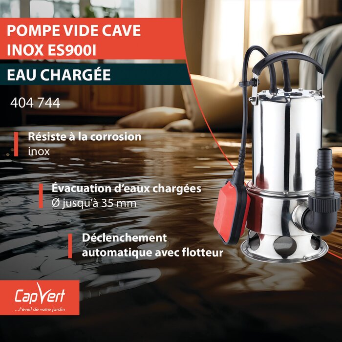 Pompe vide-cave inox eau chargée - CAP VERT - ES900i - 900 W - 14 m³/h-8