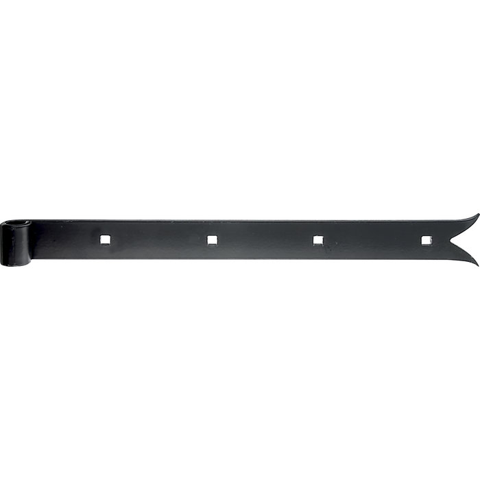 Penture noire à queue de carpe - Alberts - 400 x 35 mm - Axe 14 mm - Percée