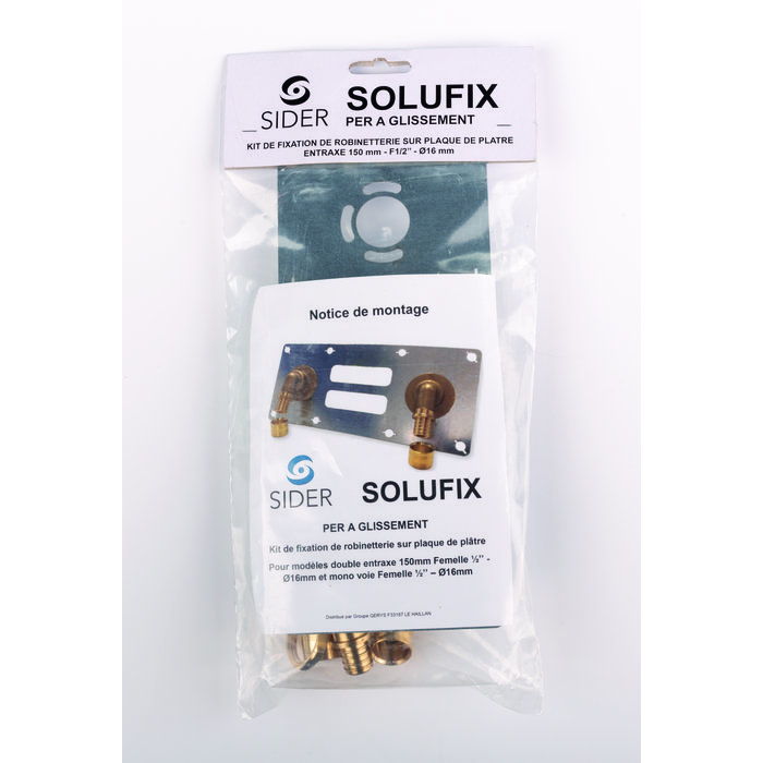 Sortie de cloison double à glissement Solufix - Sider - Entraxe 150 mm - PER Ø 16 mm - F 1/2"-4
