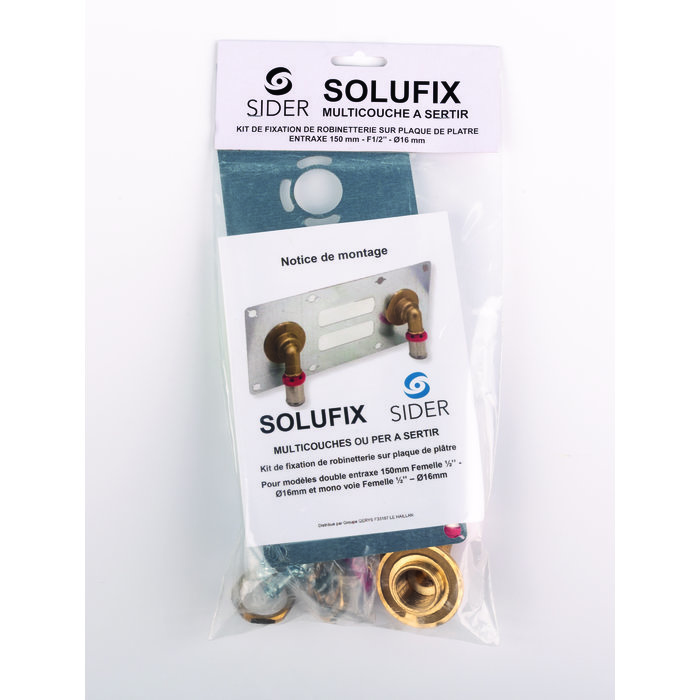 Sortie de cloison double à sertir - SIDER - Solufix - Entraxe 150 mm - Multicouche Ø 16 mm - F 1/2"-4