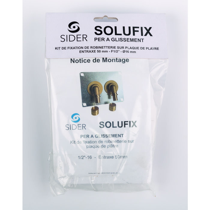 Sortie de cloison double à glissement Solufix - Sider - Entraxe 50 mm - PER Ø 16 mm - F 1/2"-4