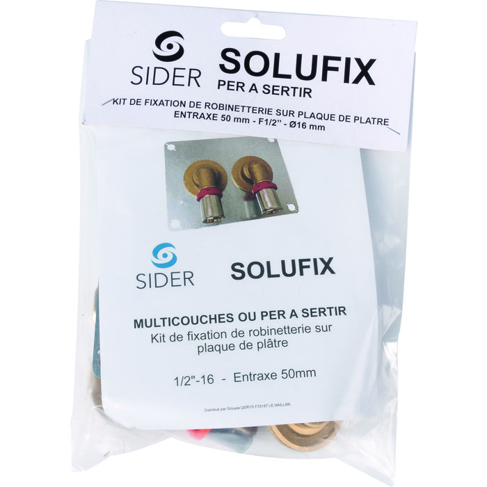 Sortie de cloison double à sertir Solufix - Sider - Entraxe 50 mm - PER Ø 16 mm - F 1/2"-4
