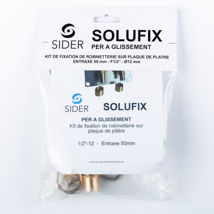 Sortie de cloison double à glissement Solufix - Sider - Entraxe 50 mm - PER Ø 12 mm - F 1/2"-4