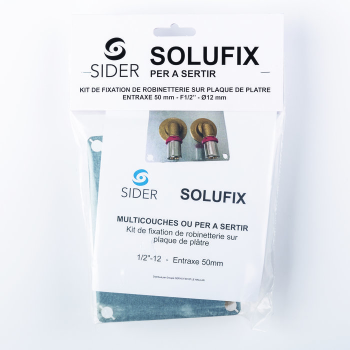 Sortie de cloison double à sertir Solufix - Sider - Entraxe 50 mm - PER Ø 12 mm - F 1/2"-4