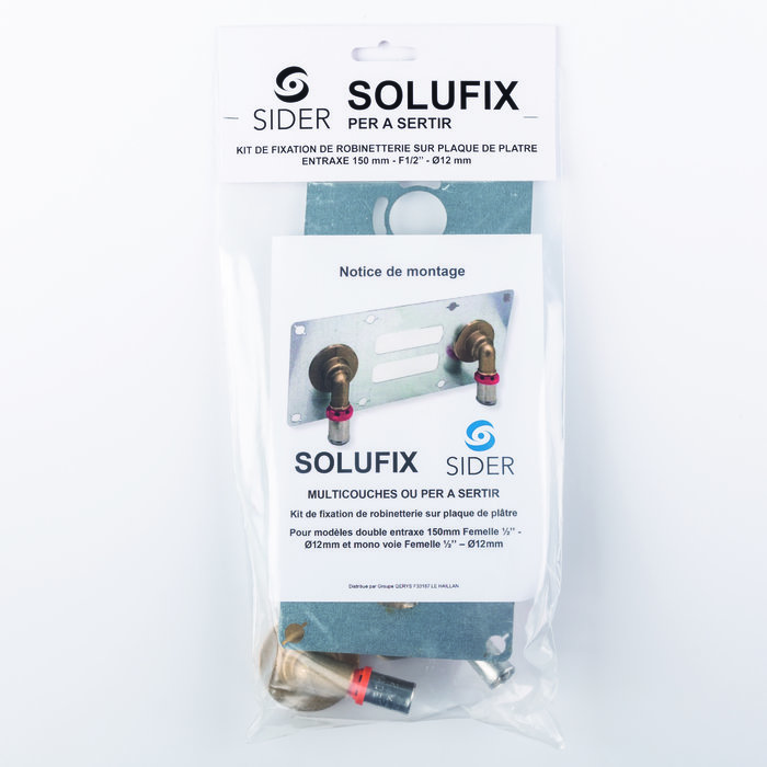 Sortie de cloison double à sertir Solufix - Sider - Entraxe 150 mm - PER Ø 12 mm - F 1/2"-4