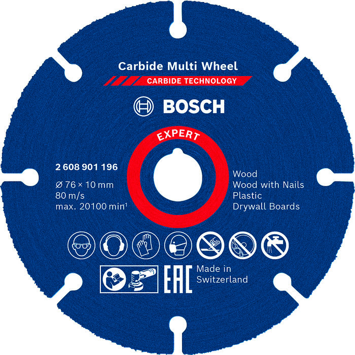 Disque à tronçonner carbure - Bosch - Multi Wheel -  Expert - Diamètre 76 mm - Moyeu plat