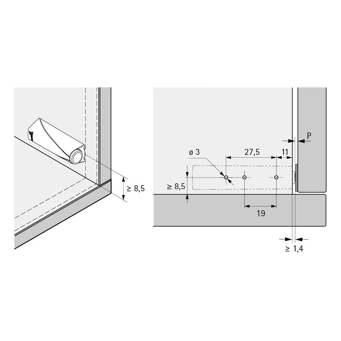 Kit push to open à aimant avec contre-plaque - HETTICH - Gris-1