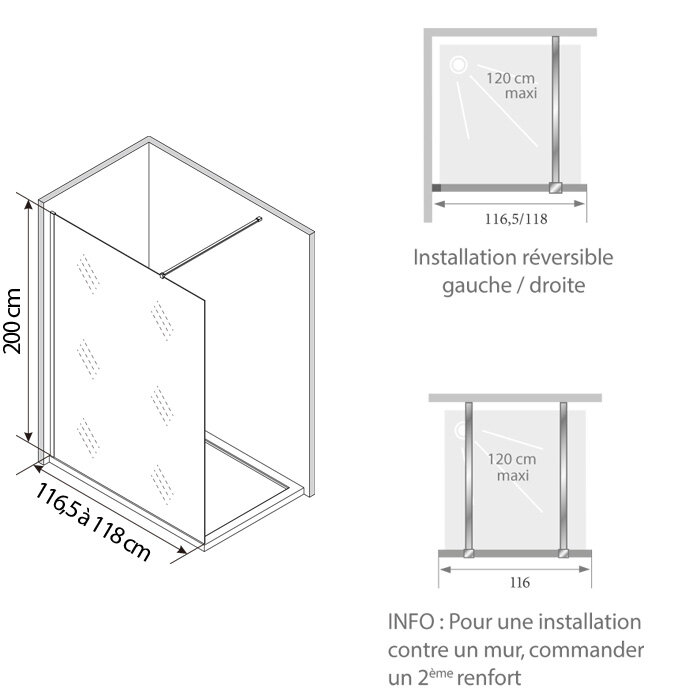 Paroi de douche Walk-In - KINEDO - Solo Design - Profilé noir mat - Verre atelier - Hauteur 200 cm-1