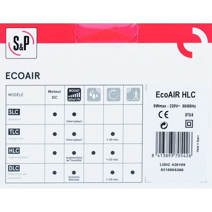Aérateur centrifuge Ecoair HLC avec hygrostat réglable-4
