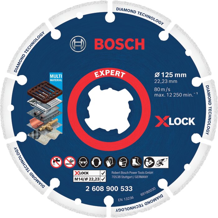 Disque à tronçonner - X-Lock Expert - BOSCH - Ø 125 mm - Alésage 22,23 mm