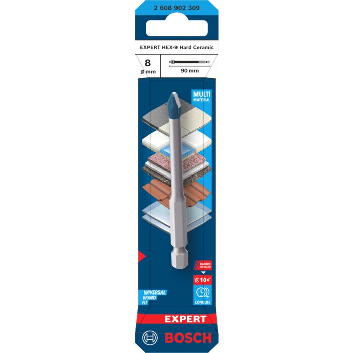 Foret céramique – BOSCH – EXPERT HEX-9 Hard Ceramic – Ø 8 mm – L 90 mm-2