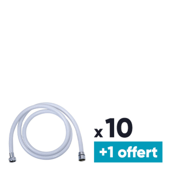 Flexible tressé blanc renforcé – ODYSSEA – 2 m - Lot de 10 + 1 OFFERT