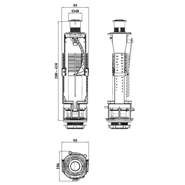 Mécanisme double chasse - SIDER - Robeco - Matière recyclé - 3/6L -1