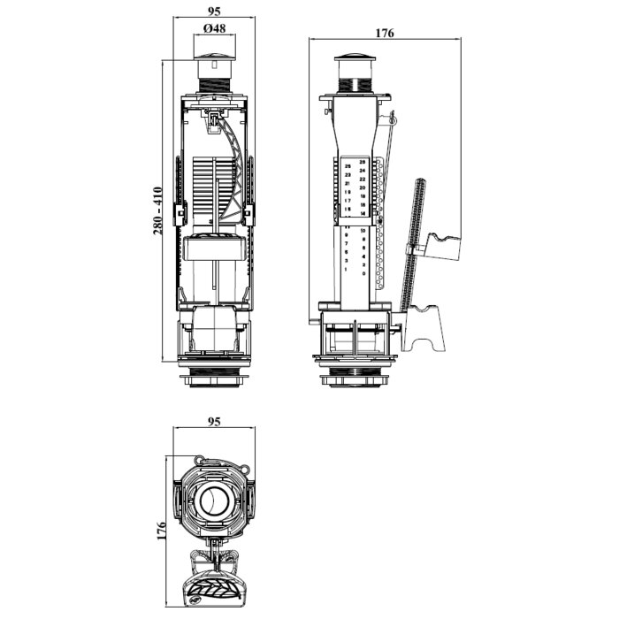 Mécanisme double chasse - SIDER - Robeco - Matière recyclé - 3/6L -2
