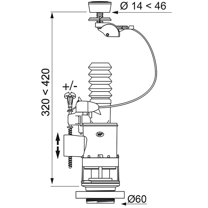 Mécanisme double chasse - MW2 - WIRQUIN - A câble - 3/6 L-1
