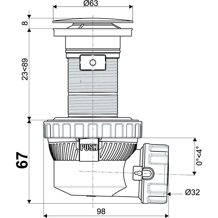 Vidage complet pour lavabo - Nano - Wirquin - 100 mm-1