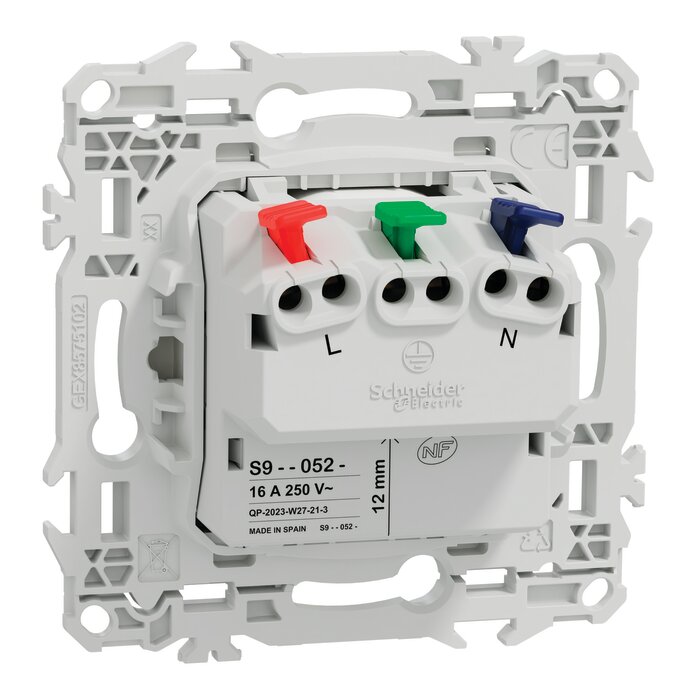 Prise de courant 2P+T affleurante à bornes automatiques – SCHNEIDER ELECTRIC - ODACE – Blanc craie-3