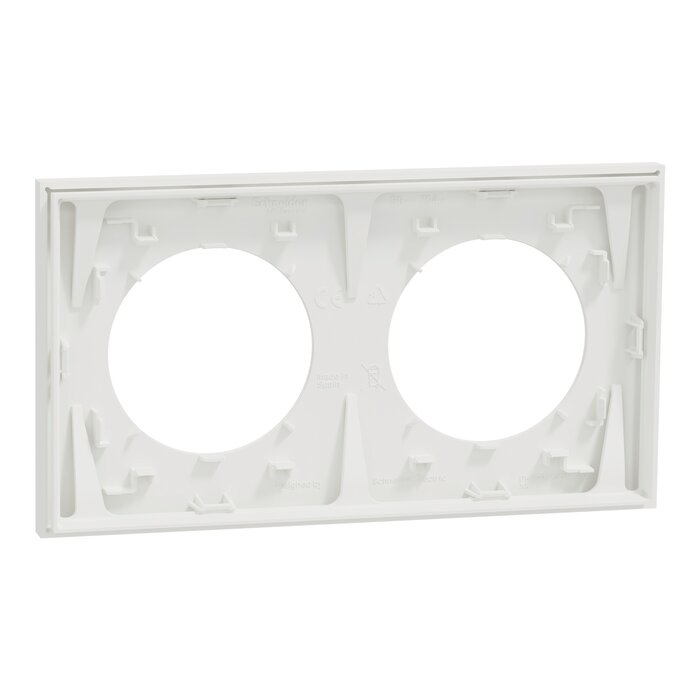 Plaque de finition 2 postes – SCHNEIDER - ODACE – Blanc craie – Entraxe 71 mm-2