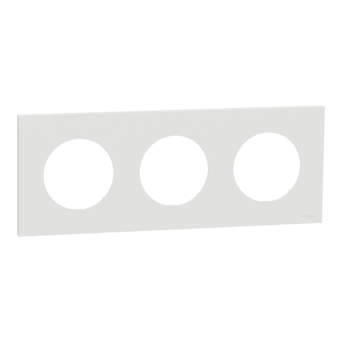 Plaque de finition 3 postes – SCHNEIDER ELECTRIC – ODACE – Blanc craie – Entraxe 71 mm