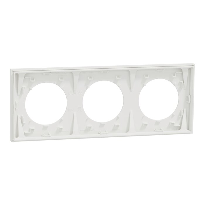 Plaque de finition 3 postes – SCHNEIDER ELECTRIC – ODACE – Blanc craie – Entraxe 71 mm-2