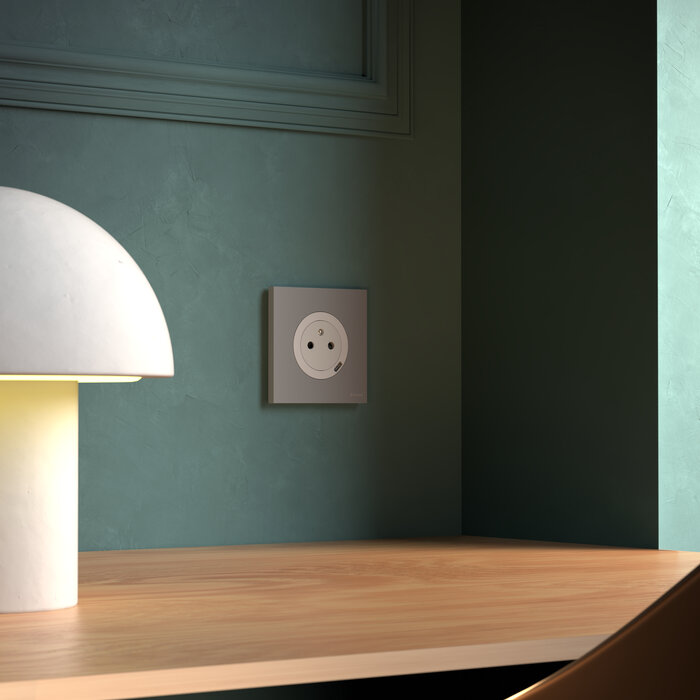 Prise 2P+T - SCHNEIDER ELECTRIC - Odace - Avec chargeur USB-C 18W - 250 V-2