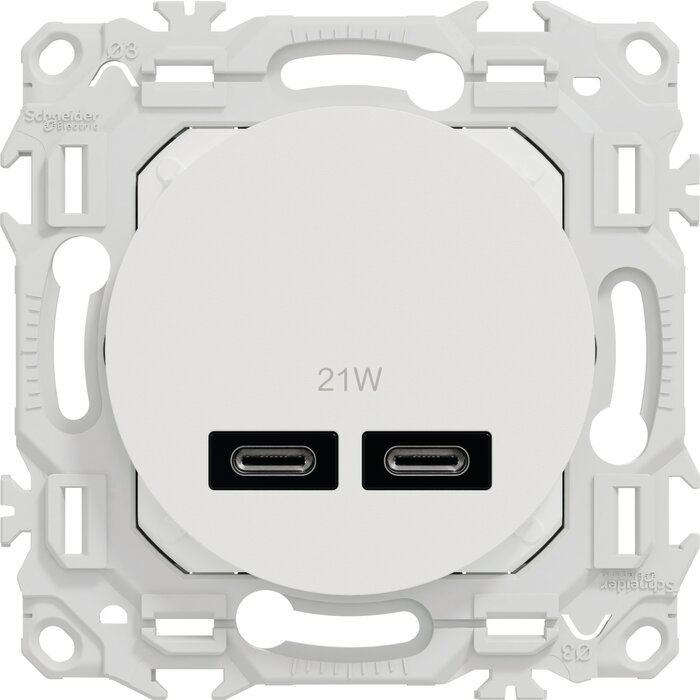 Chargeur USB double Type C+C 21W Power Delivery – SCHNEIDER ELECTRIC – ODACE – Blanc craie-1