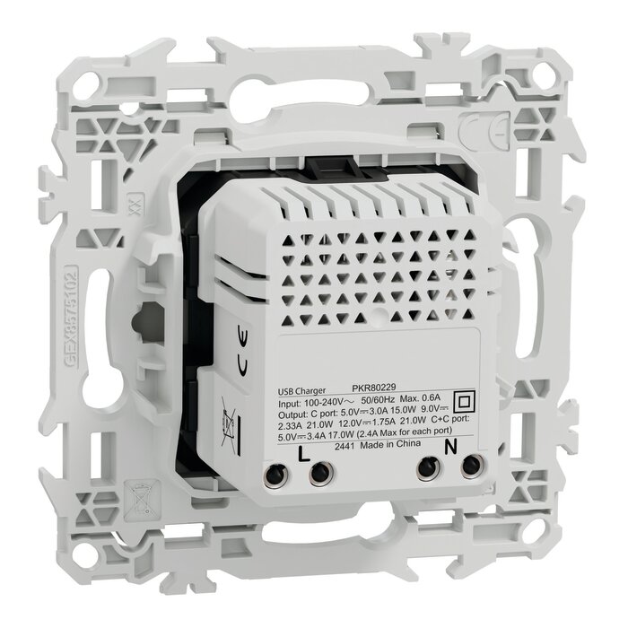 Chargeur USB double Type C+C 21W Power Delivery – SCHNEIDER ELECTRIC – ODACE – Blanc craie-2