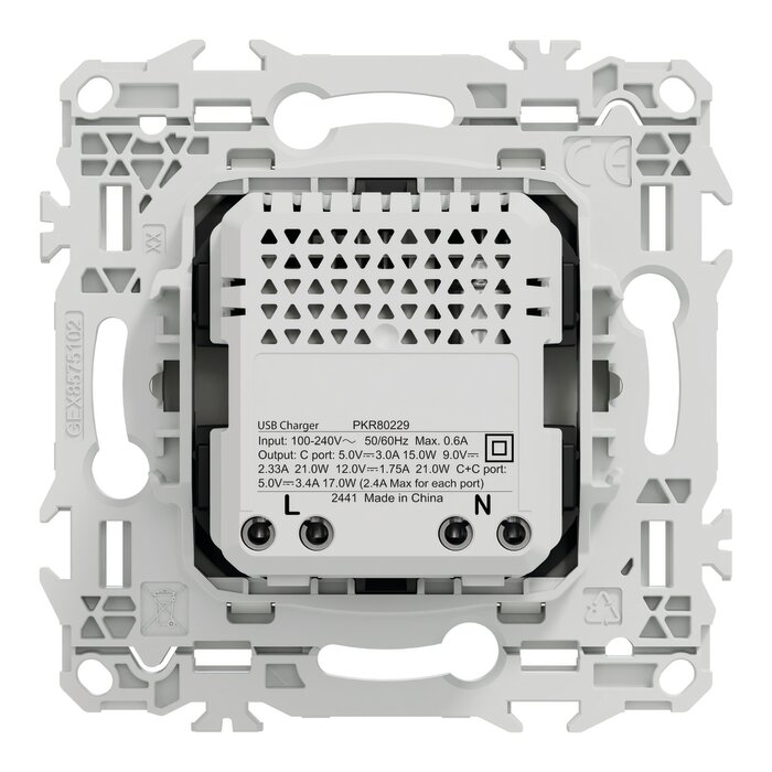 Chargeur USB double Type C+C 21W Power Delivery – SCHNEIDER ELECTRIC – ODACE – Blanc craie-3