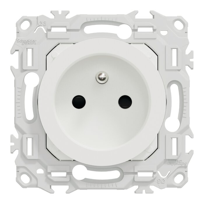 Prise de courant 2P+T rénovation à puits – SCHNEIDER ELECTRIC – ODACE – Bornes automatiques – Blanc craie-2