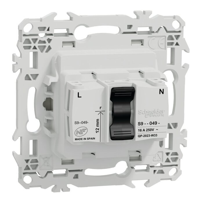 Prise de courant 2P+T rénovation à puits – SCHNEIDER ELECTRIC – ODACE – Bornes automatiques – Blanc craie-3