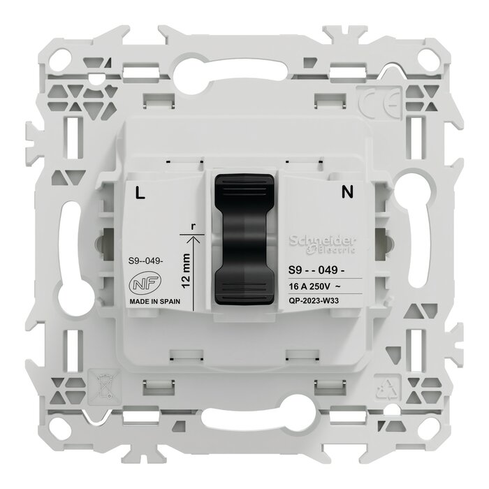 Prise de courant 2P+T rénovation à puits – SCHNEIDER ELECTRIC – ODACE – Bornes automatiques – Blanc craie-4