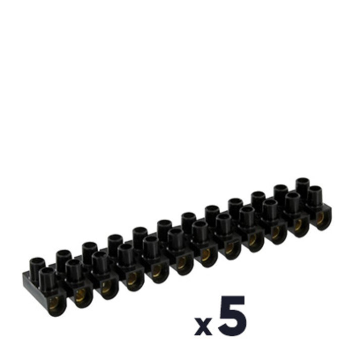Lot de 5 barrettes 2 x 12 noire Dhome - Section 6 mm²
