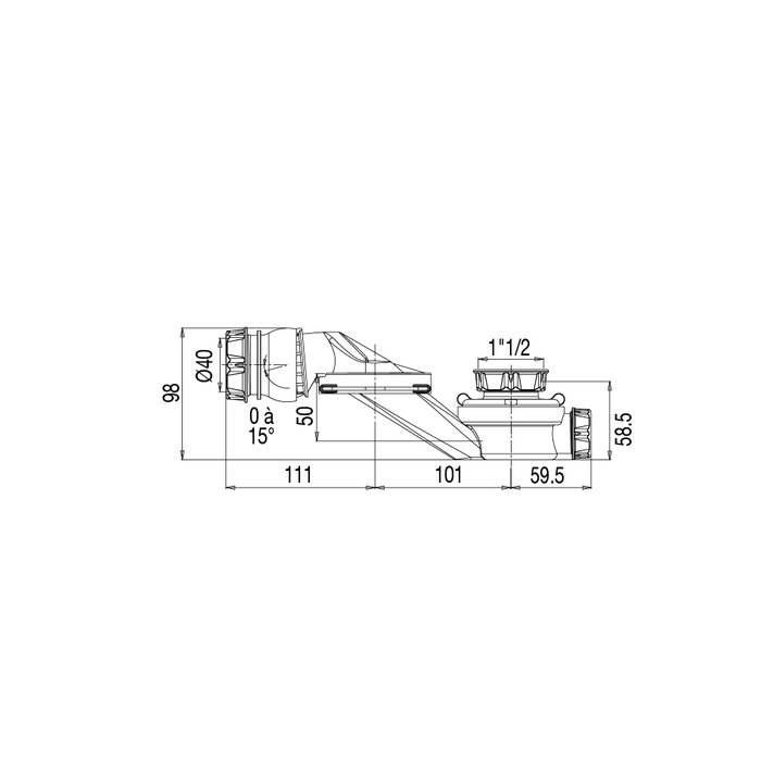 Siphon de baignoire extra-plat - VALENTIN - 1"1/2 - Ø 40 mm -1