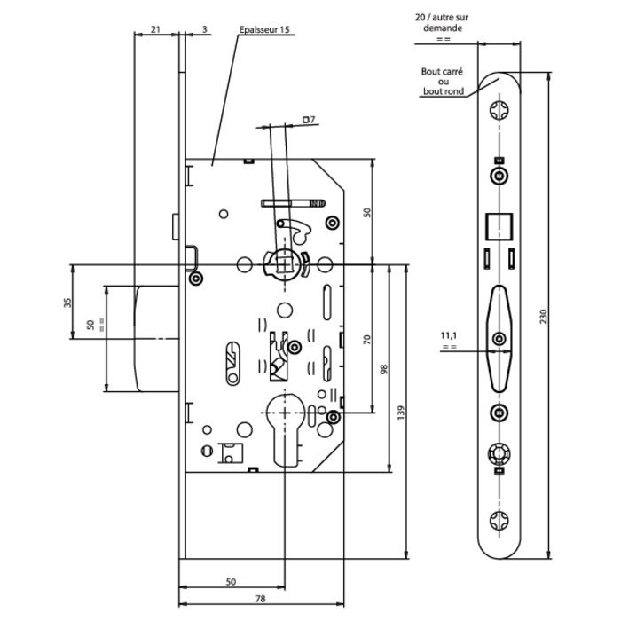 Serrure mécanique à mortaiser monopoint - Vachette - Simple fouillot-1