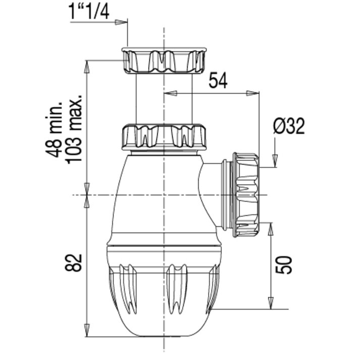 Siphon lavabo - VALENTIN - Entrée 1''1/4 - Sortie Ø32 mm-1