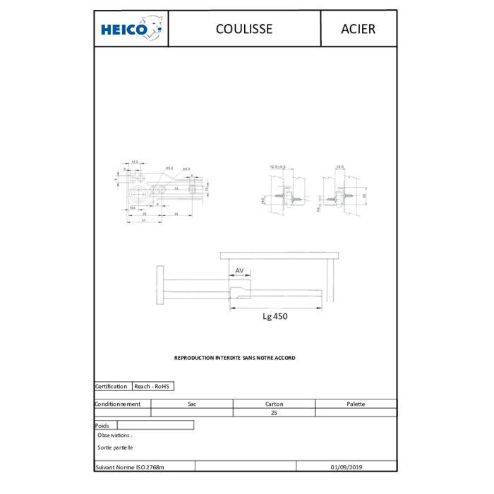 Coulisse à galet 25 kg (la paire)-1