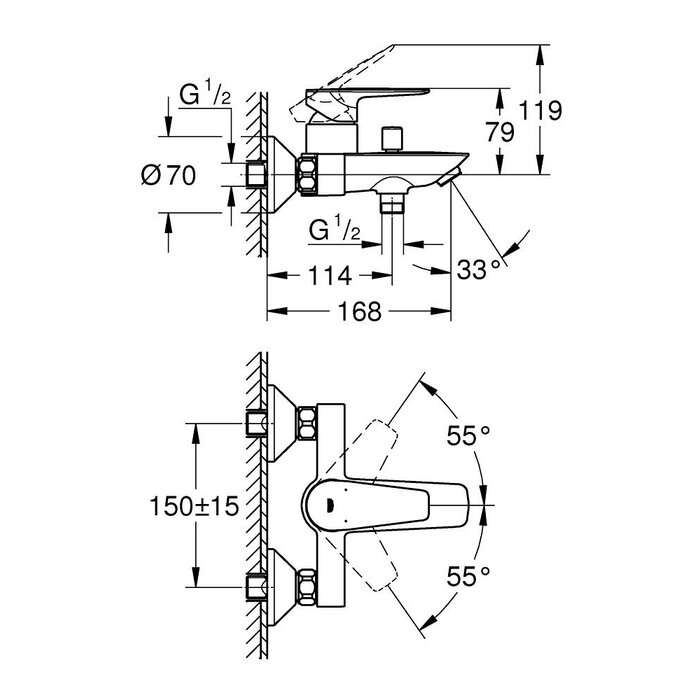 Mitigeur douche - Bauedge - GROHE - Chromé - Monocommande-1