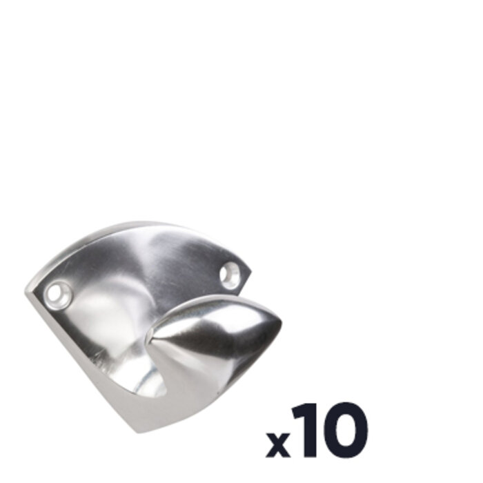 Lot de 10 patères en alu poli arrondie - Duval