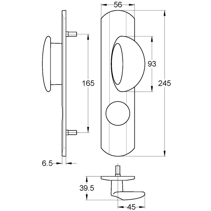 Poignée de porte palière blindée - Muze - Vachette - Gris argent - Pour protecteur cylindre - 165 mm-1