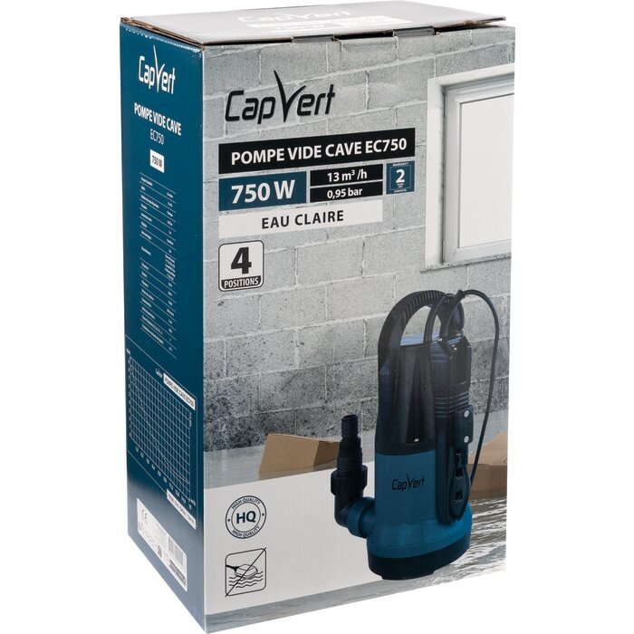 Pompe vide-cave eau claire - EC754 - Capvert - Flotteur intégré - 750 W - 13 m³/h-9