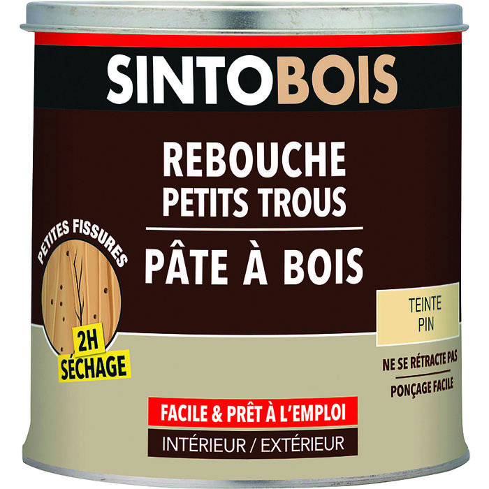 Pâte à bois - Rebouche petits trous - Sintobois - 500g