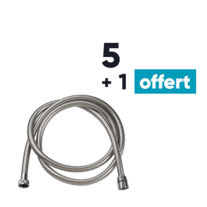 Lot de 5 flexibles de douche inox + 1 OFFERT - Double agrafage-1